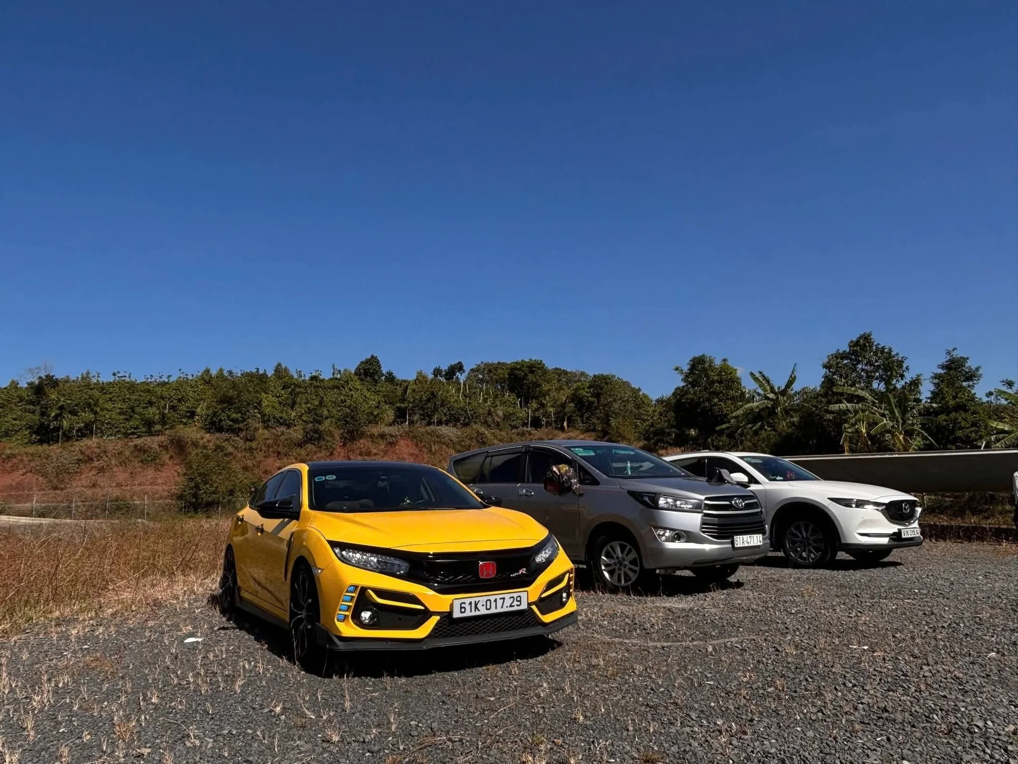 Private Vietnam sedan, SUV, and van fleet lined up in Northern Vietnam