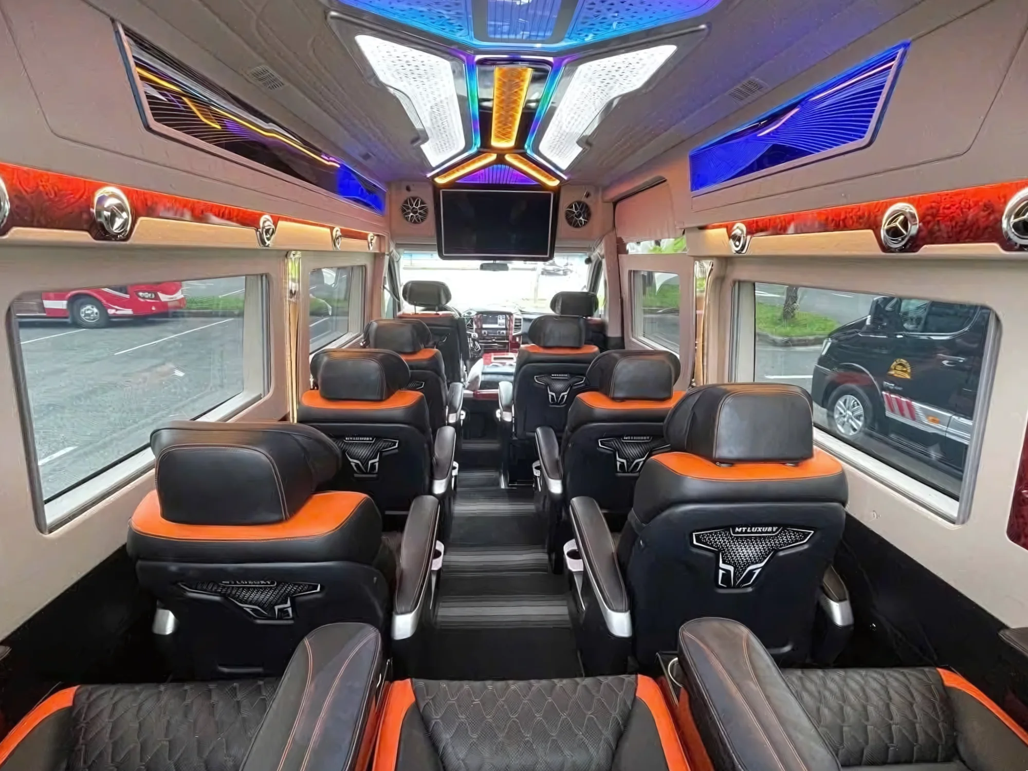 Open rear cargo area of a VIP private van — no luggage surcharges