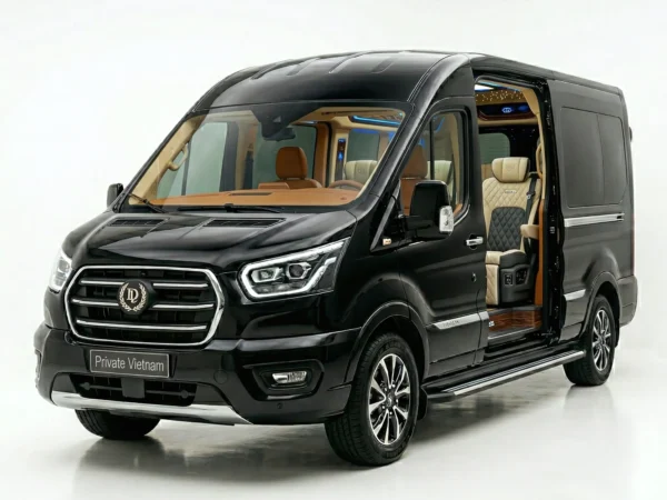 Premium customized vans featuring luxury quilted leather seating and executive privacy.